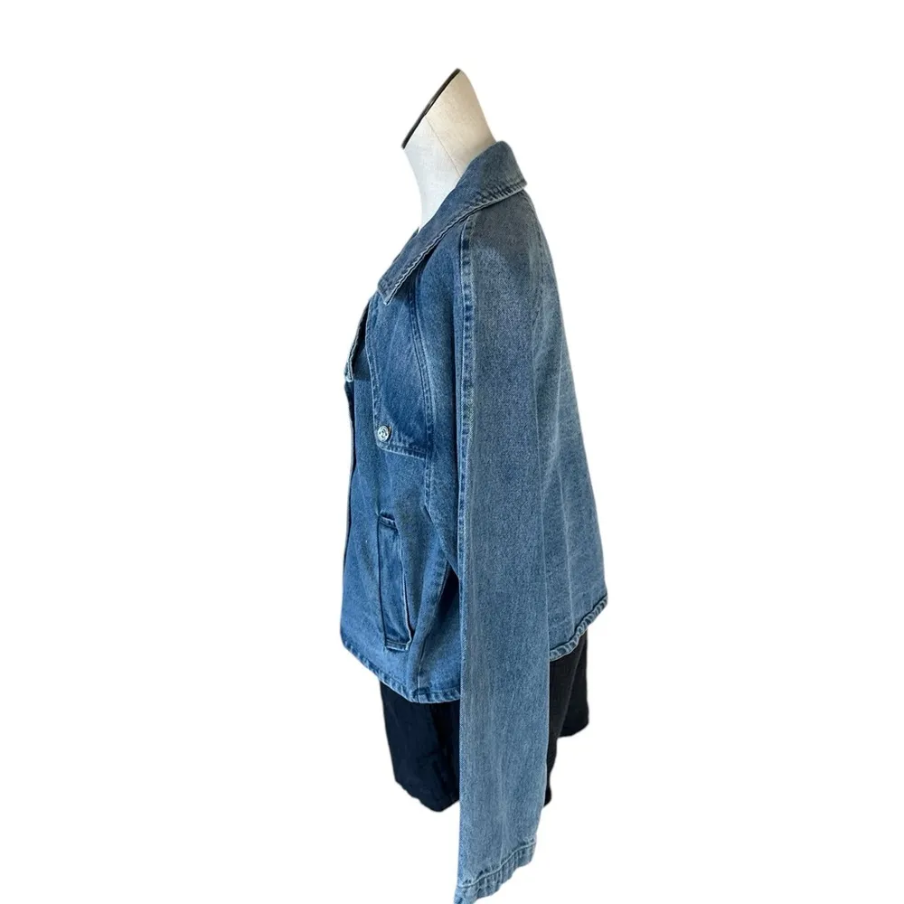 NWT Steve Madden Short Denim Trench Jacket Blue Denim - Image 4