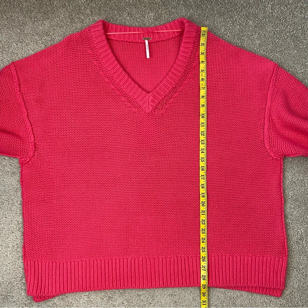 Free People Alli V-Neck Oversized Sweater Strawberry Spritz‎ Pink S - Image 10