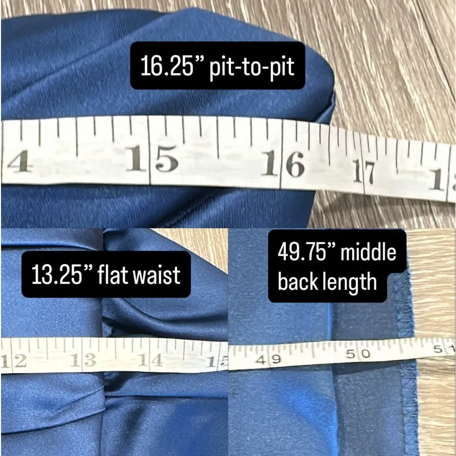 VTG 90s Bill Levkoff Navy Blue Strapless Satin Gown Bridesmaid Prom Black Tie 4 - Image 13