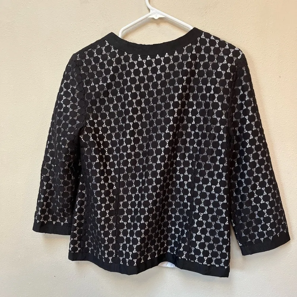 Vintage Charter Club Women’s Black White Spotted Knitted 3/4 Sleeve Blazer Top M - Image 9