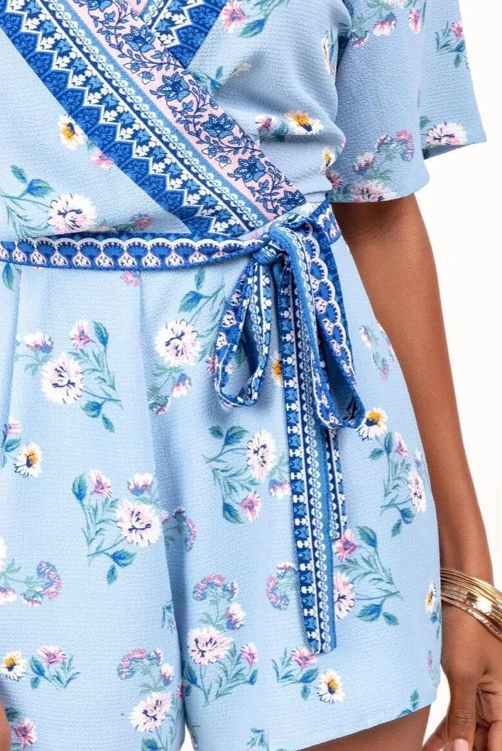 Francesca's  Eileen Border Blue Romper - Image 5