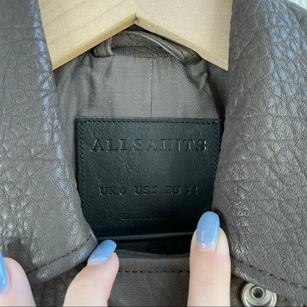 All Saints Watson Leather Moto Biker Jacket - Image 9