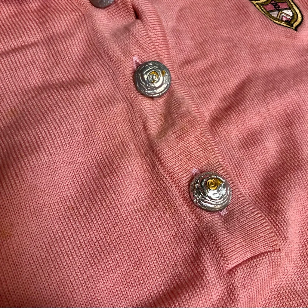 Vintage 80s 90s ESCADA Sweater Soft Merino Wool Polo Shirt Embroidered Preppy M Pink Size M - Image 9