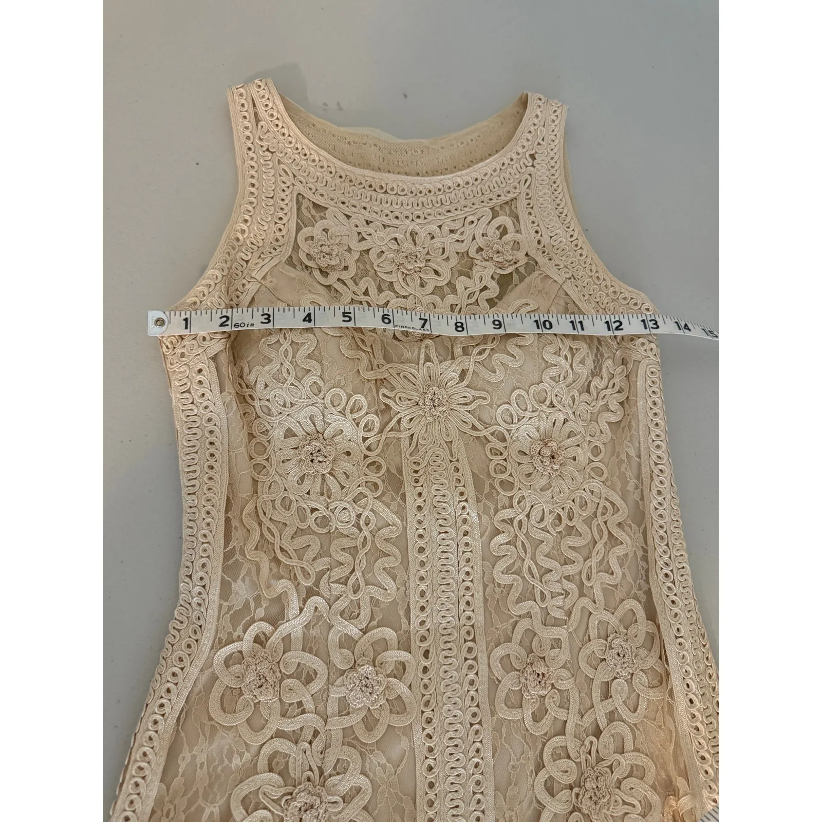 Sue Wong Nocturne Vintage Vtg 2000s Y2K Cream Champagne Lace Mini Dress Bridal 2 - Image 7