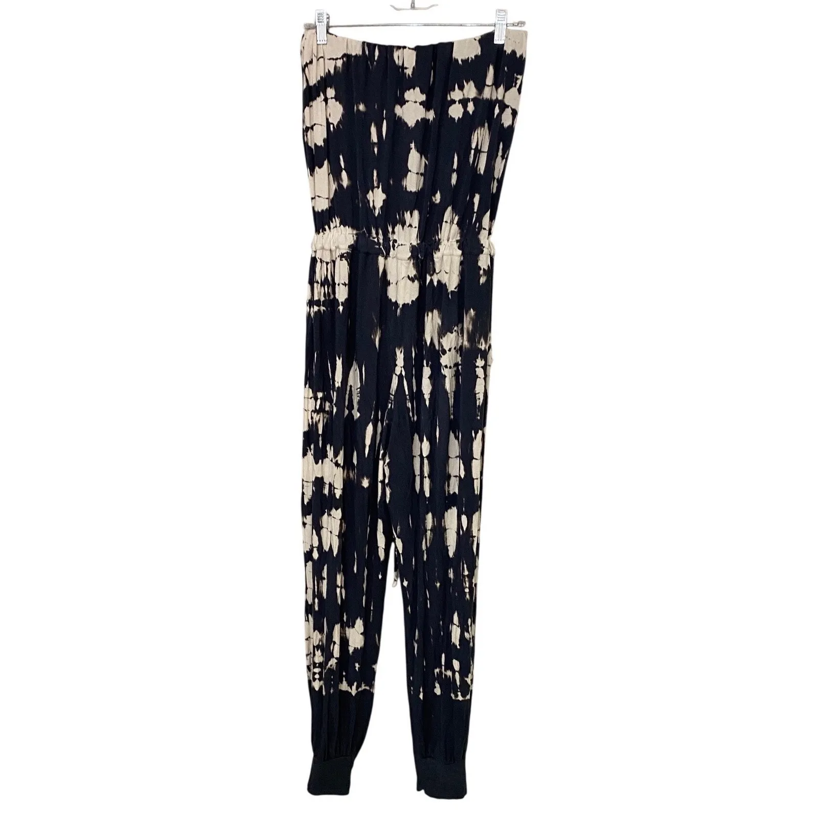 Young Fabulous & Broke Tie Dye Strapless Jumpsuit Jogger Pants Black White S - Image 6