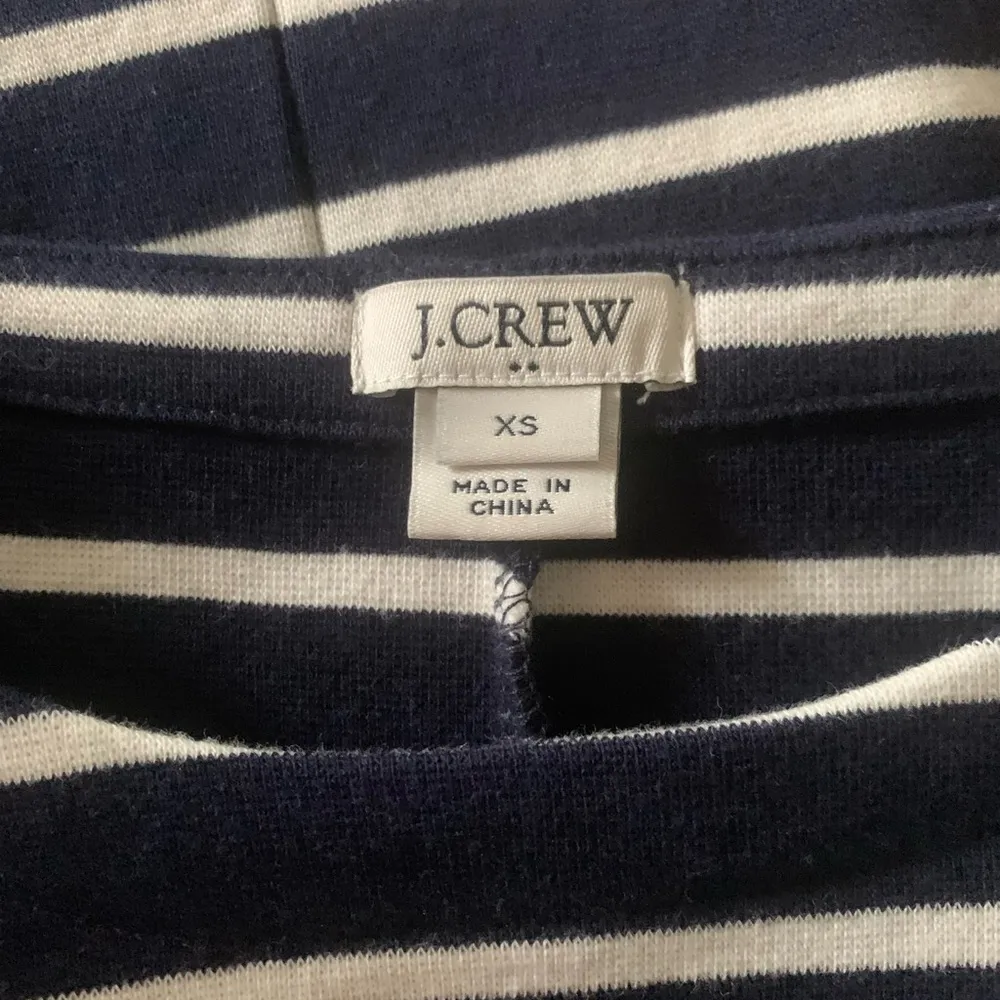 J. Crew Navy Blue & White Stripe 3/4 Sleeve Nautical Maritime Dress Size XS - Image 4