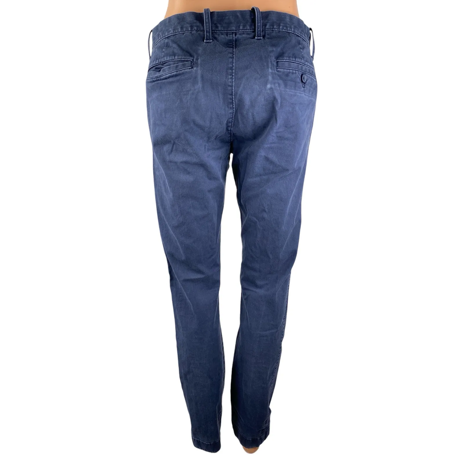 J. Crew Flex Blue Mid Rise Slim Fit Straight Leg Chino Khaki Trousers Pants 30 - Image 2