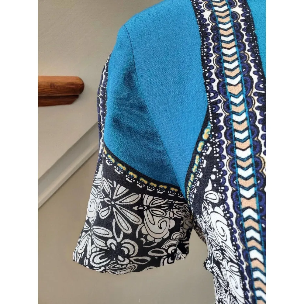 Express Womens Multicolor Short Sleeve Round Neck Knee Length Dress Petite Small - Image 6