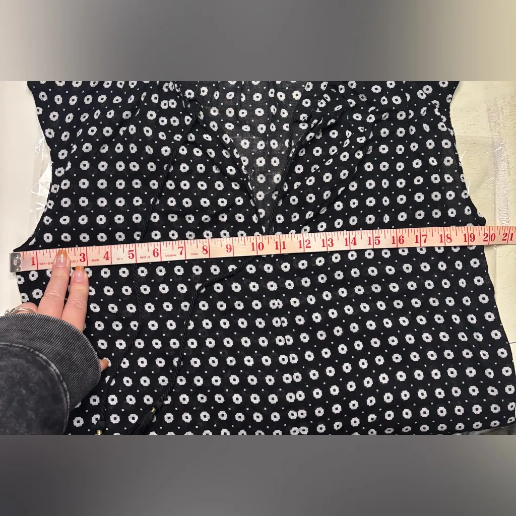 J Crew Jane Black White Tassel Cotton Cap Sleeve Dress Size XS Swim Cover Up - Image 3