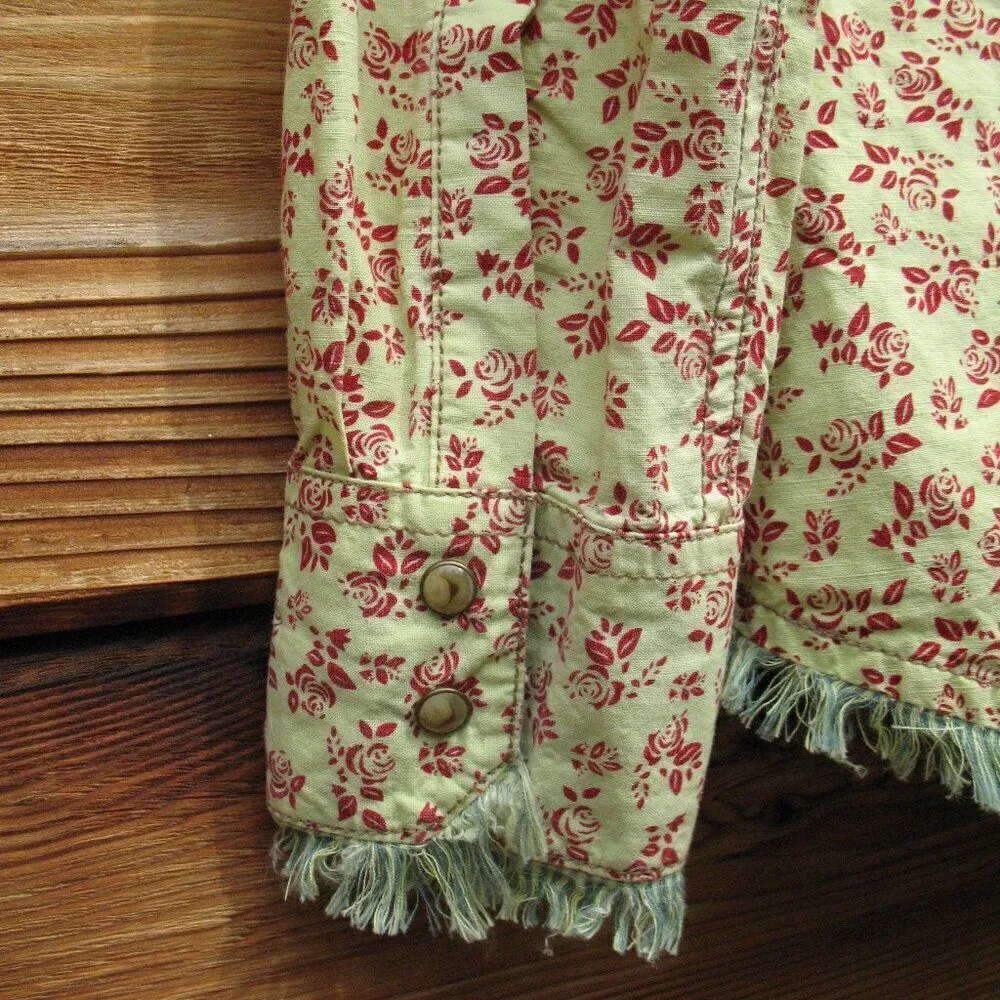 Ryan Michael Linen Blend Floral Snap Front Top Yellow - Image 6