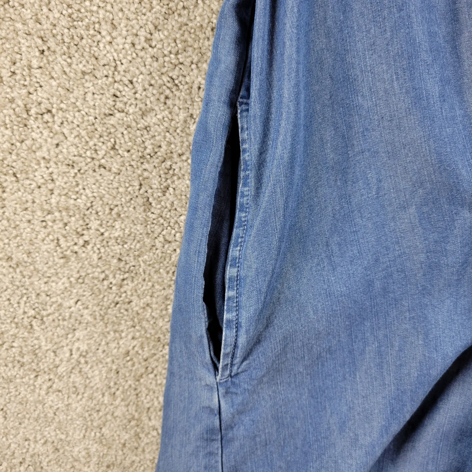 Falls‎ Creek Womens Chambray Demin Dress XL Blue Lace Up Collar Western Rodeo - Image 8