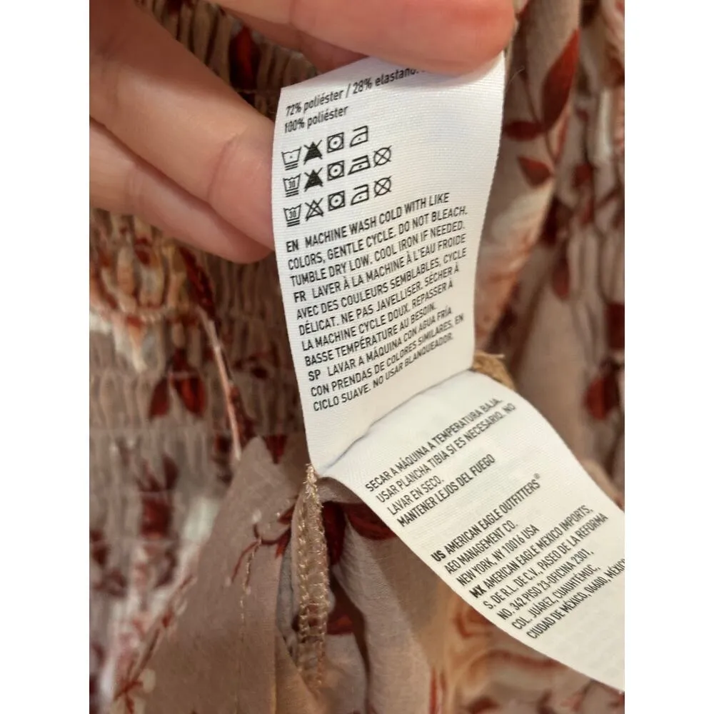 American Eagle Women’s XS Feminine Boho Peplum Top Floral Long Peasant Sleeve - Image 4