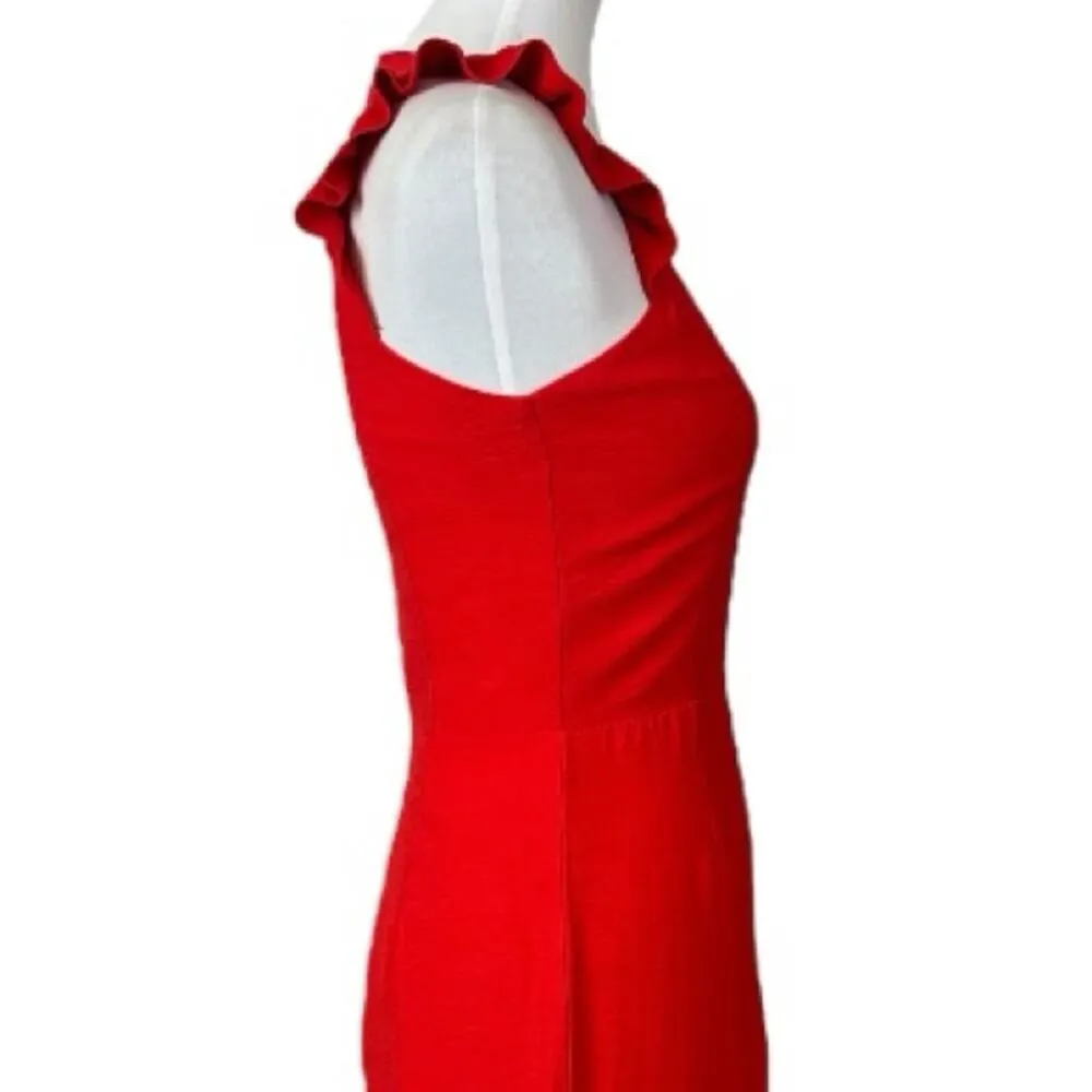 Sugarlips Jumpsuit V-neck Sleeveless Ruffle Wide Leg Poppy Red Women Size XS - Image 8