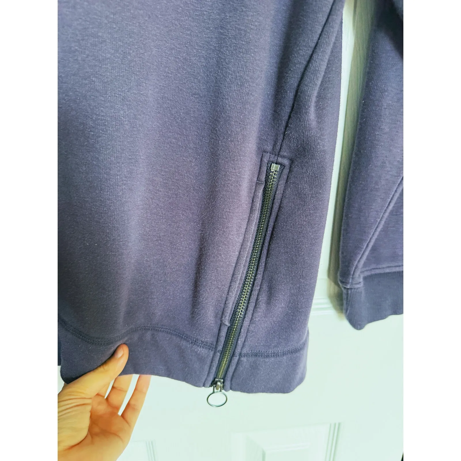 Athleta Lounge Cozy Karma Fleece Funnel Neck Pullover Sweatshirt Small Purple - Image 8