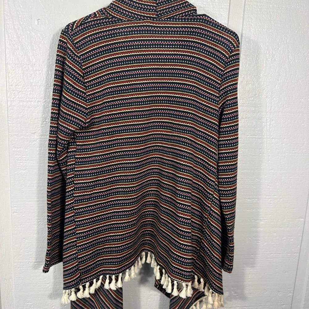 Lily White Multicolored Boho Fringe Sweater Size Medium EUC - Image 7