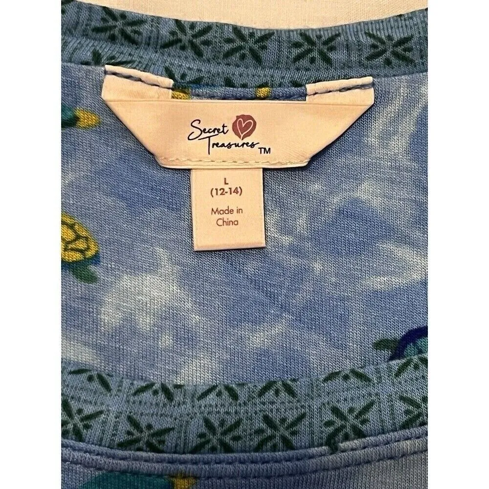 012-007 Sweet Treasures‎ Womens L Sleep Top Blouse Turtles Shirt Tshirt - Image 4