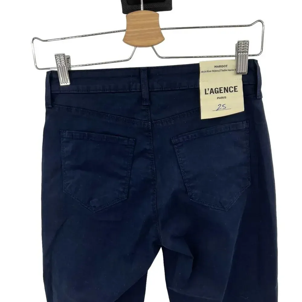 L'Agence Margot High Rise Cropped Skinny Jeans Midnight Navy Blue Size 25 - Image 10