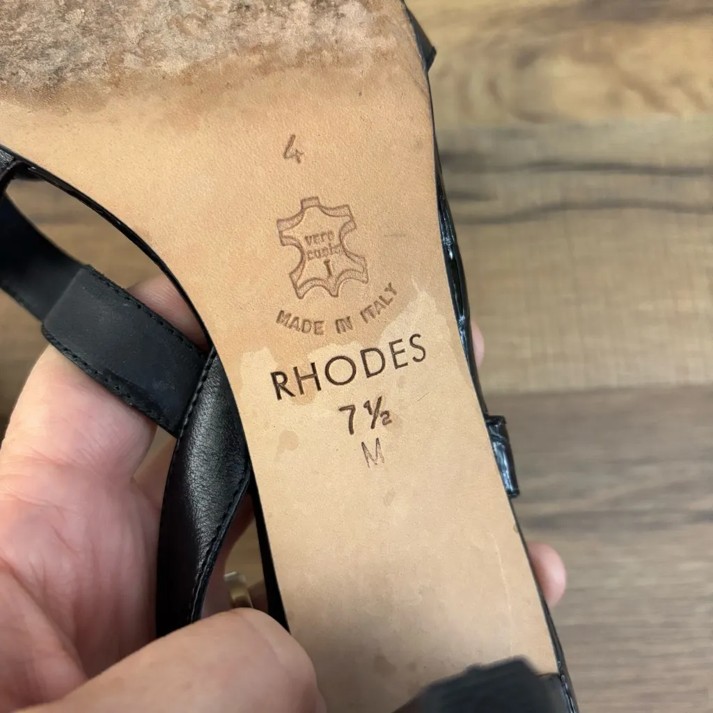 Brighton Rhodes Leather Croc Slingback Heels Sandals - Image 2