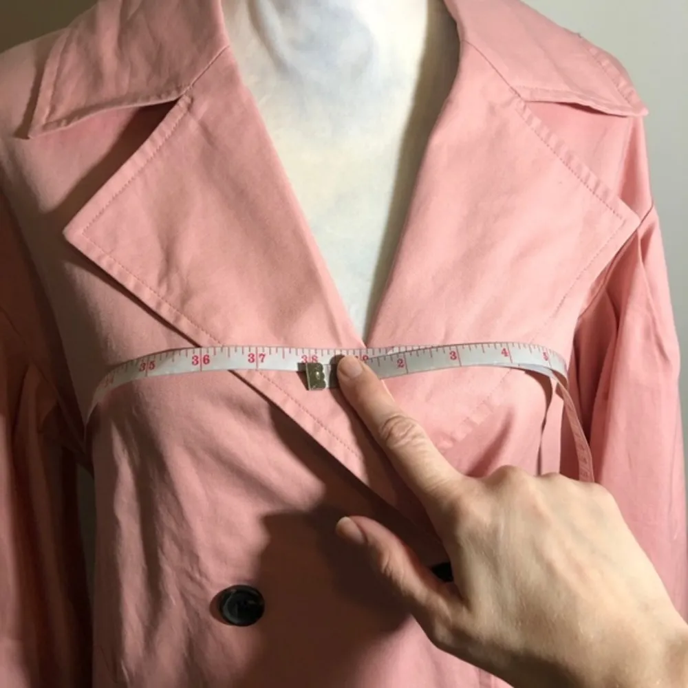 NWOT Light Pink Trench Coat Button Front Small New - Image 9