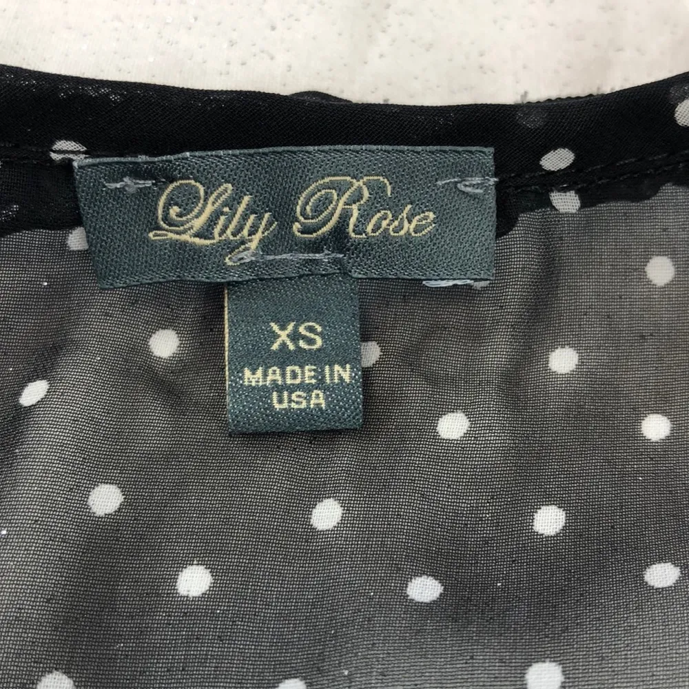 Lily Rose Black and White Polka Dot Blouse XS - Image 3