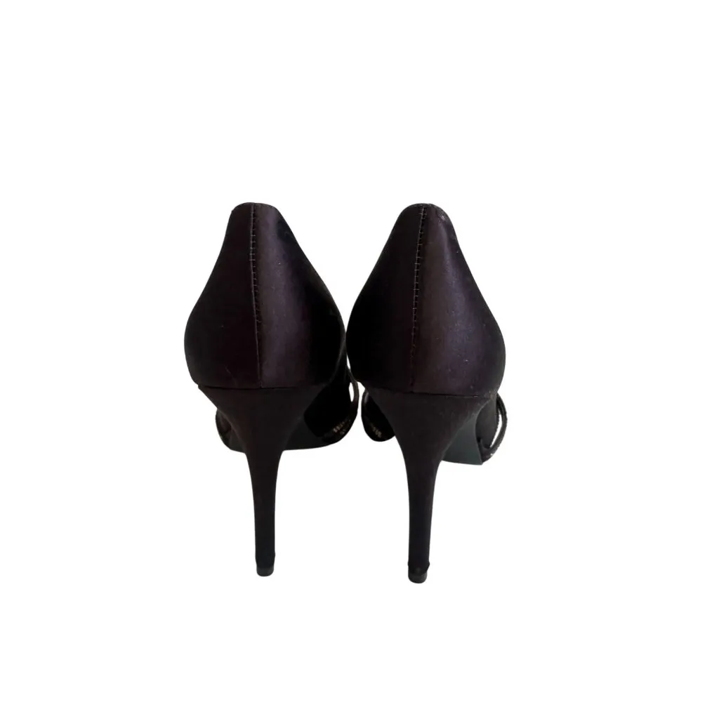 LAUREN RALPH LAUREN Brown Satin Jeweled Heels Size 6 - Image 9