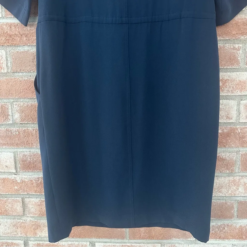 St. John Navy Tie Drop Blouson Waist Dress Women’s 6 Half Sleeves Classic - Image 8