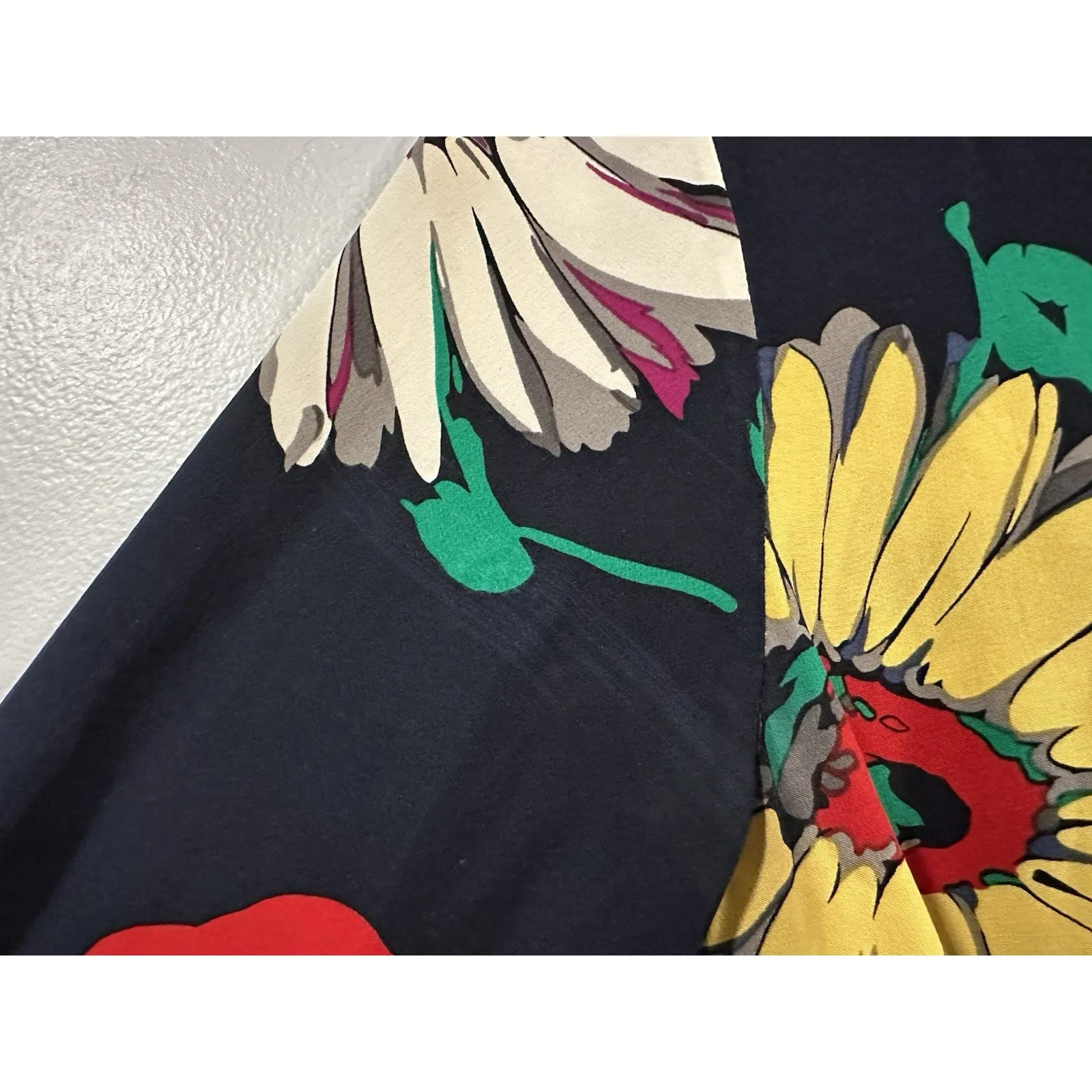 Tucker Silk Crepe de Chine Floral Collared Long Sleeve Dress XS - Image 6