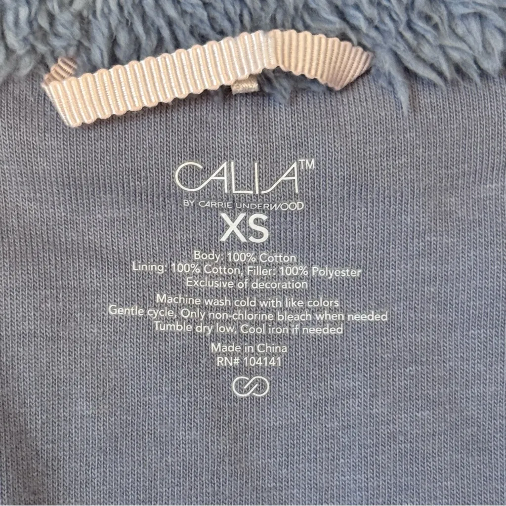 CALIA Quilted Blue Full Zip 100% Cotton Vest Fleece Neckline Women’s Size XS - Image 10