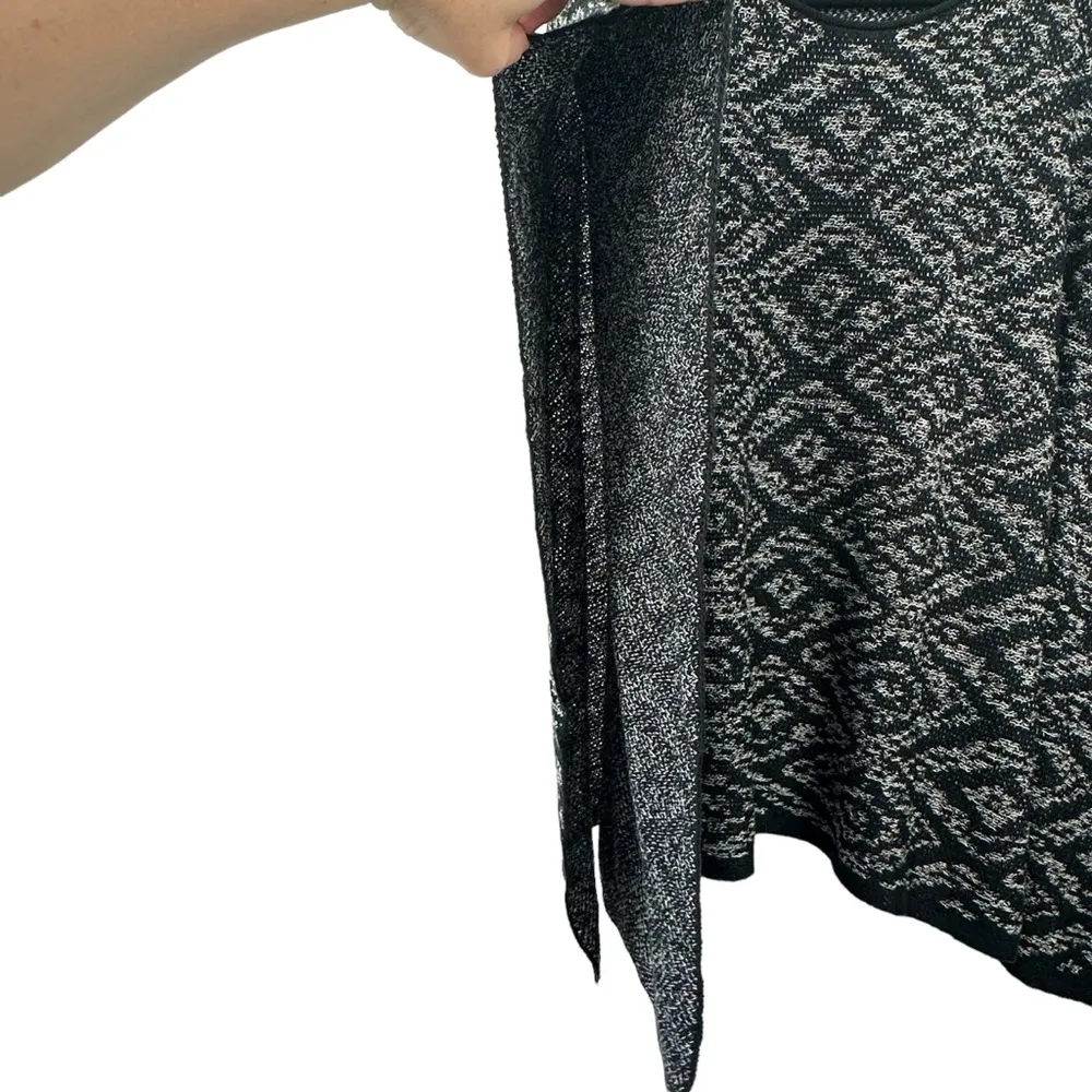 EILEEN FISHER Knit Poncho OS Organic Linen Textured Geometric Diamond‎ One Size - Image 6