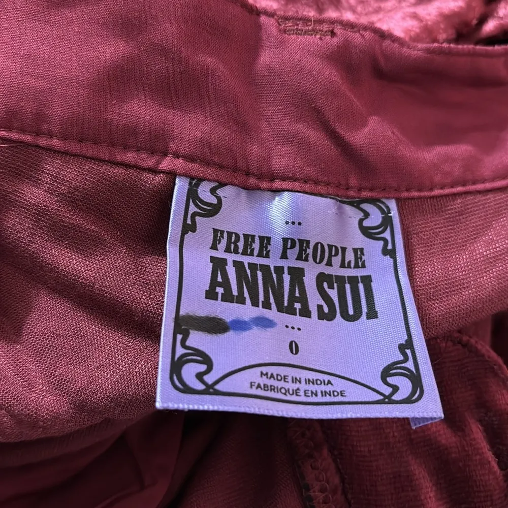 Free People Anna Sui Rose Garden Pants Velvet
Embroidered Rose Pink Green - Image 5