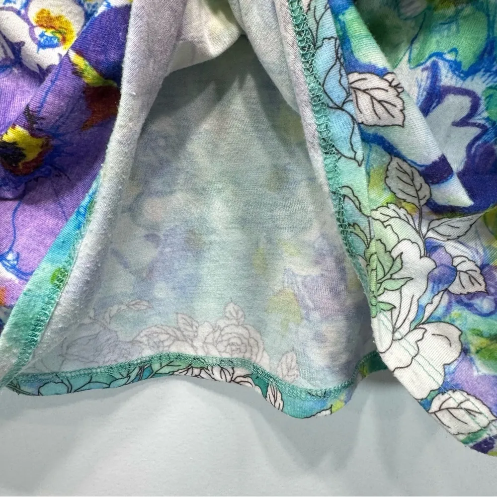 Artsy Colorful Floral Print 3/4 Sleeve Top Size Large - Image 7