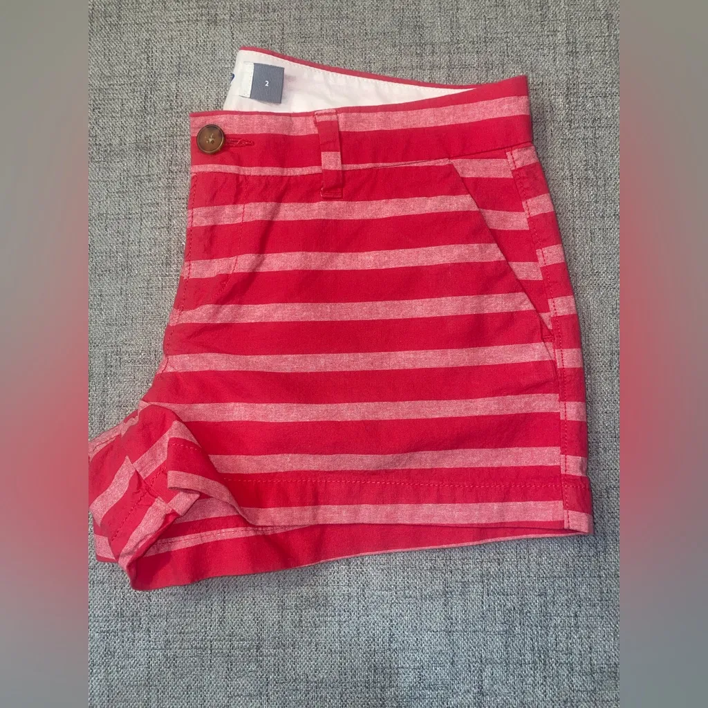 Old Navy Womens Shorts 2 Pink Striped Cotton Casual w/ Pockets - Image 11