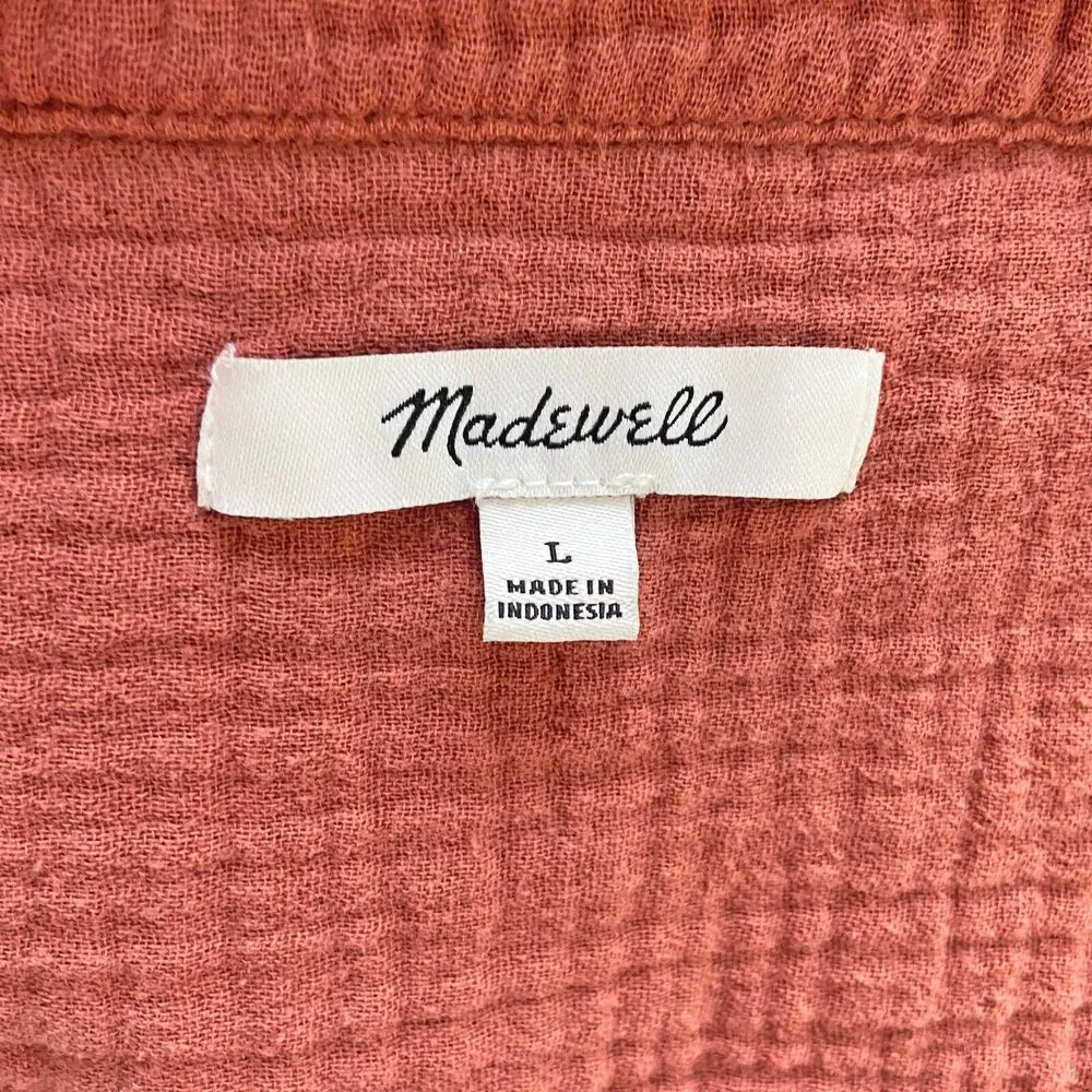 Madewell Lightspun Safari Romper Size L Weathered Brick Cotton Gauze *NO BELT - Image 5