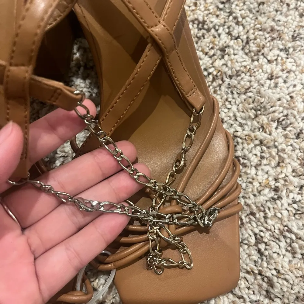 Open Edit Tan Strappy Heels - Image 2