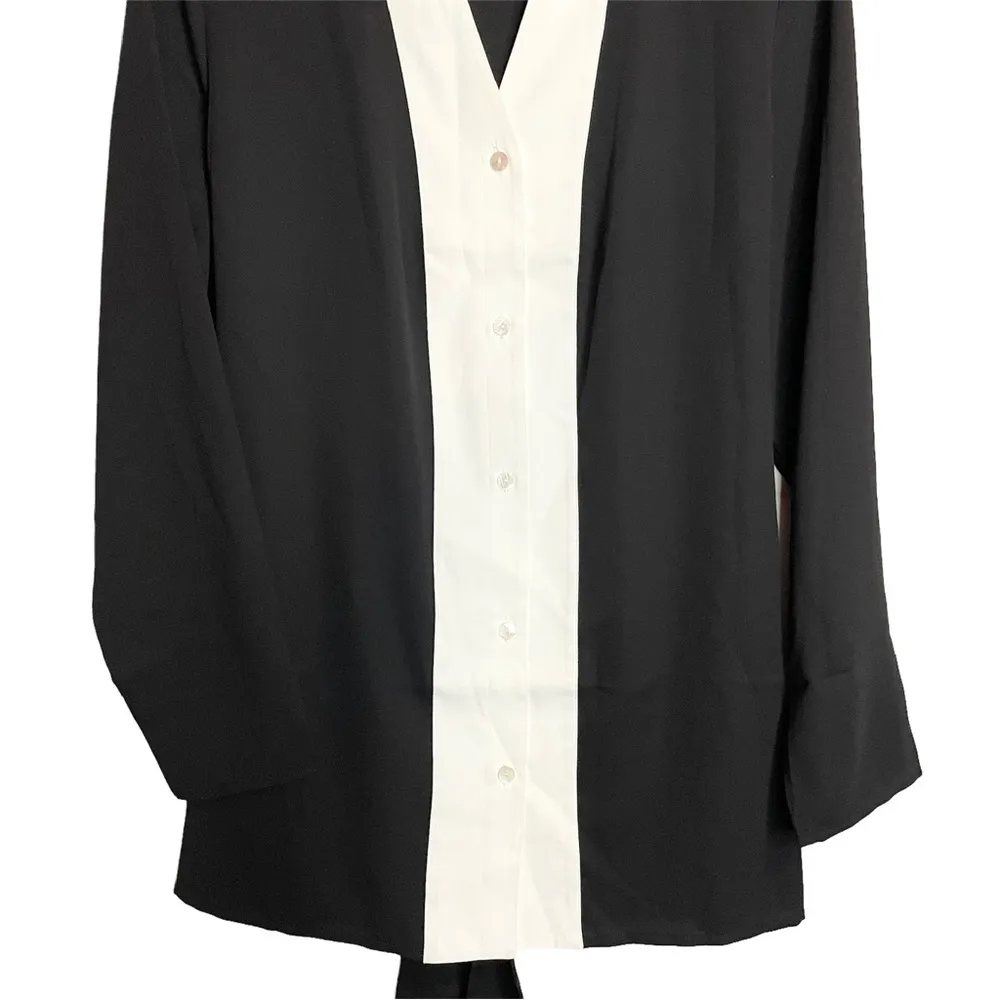 tunic contrast inset tie-waist crepe de chine women Size Medium - Image 11