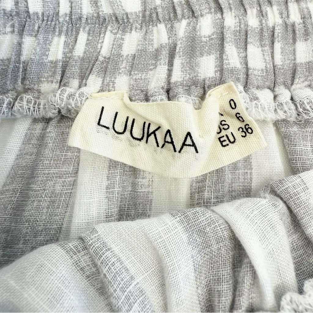 Luukaa Lagenlook Layered Asymmetrical Linen Midi Maxi Skirt Grey White Stripe Gray Size 6 - Image 8