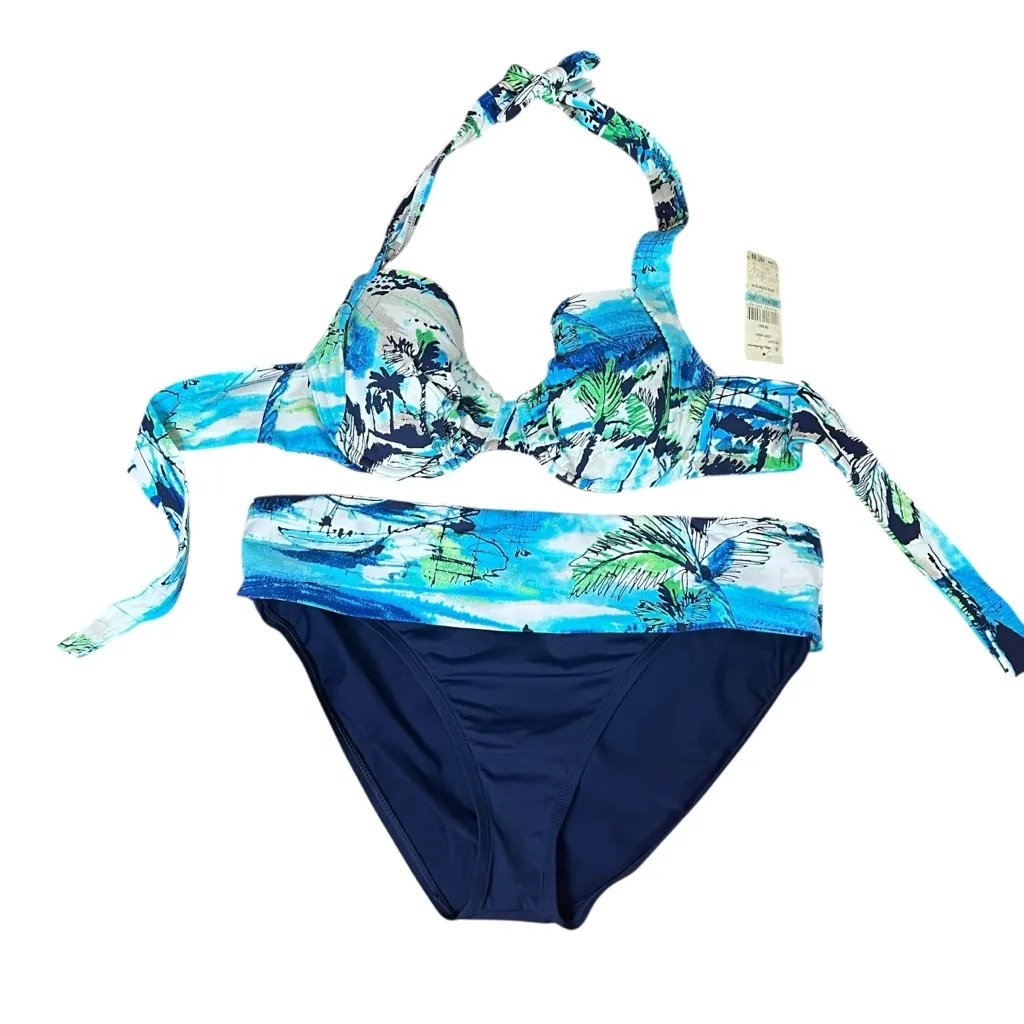 TOMMY BAHAMA Full Coverage Bikini 2-pc Swimsuit Underwire Sz 36C Large Tropical - Image 13