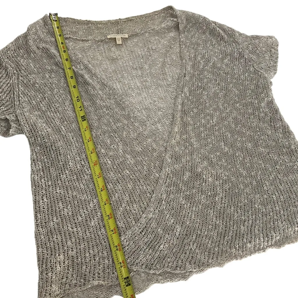 Eileen Fisher Beige Open Front Knit Cardigan L linen coastal resort wear - Image 4