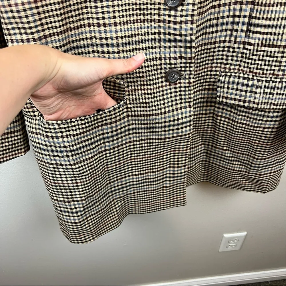 BB Dakota  Check This Out Oversized Blazer Jacket Brown Plaid Longline Academia - Image 8