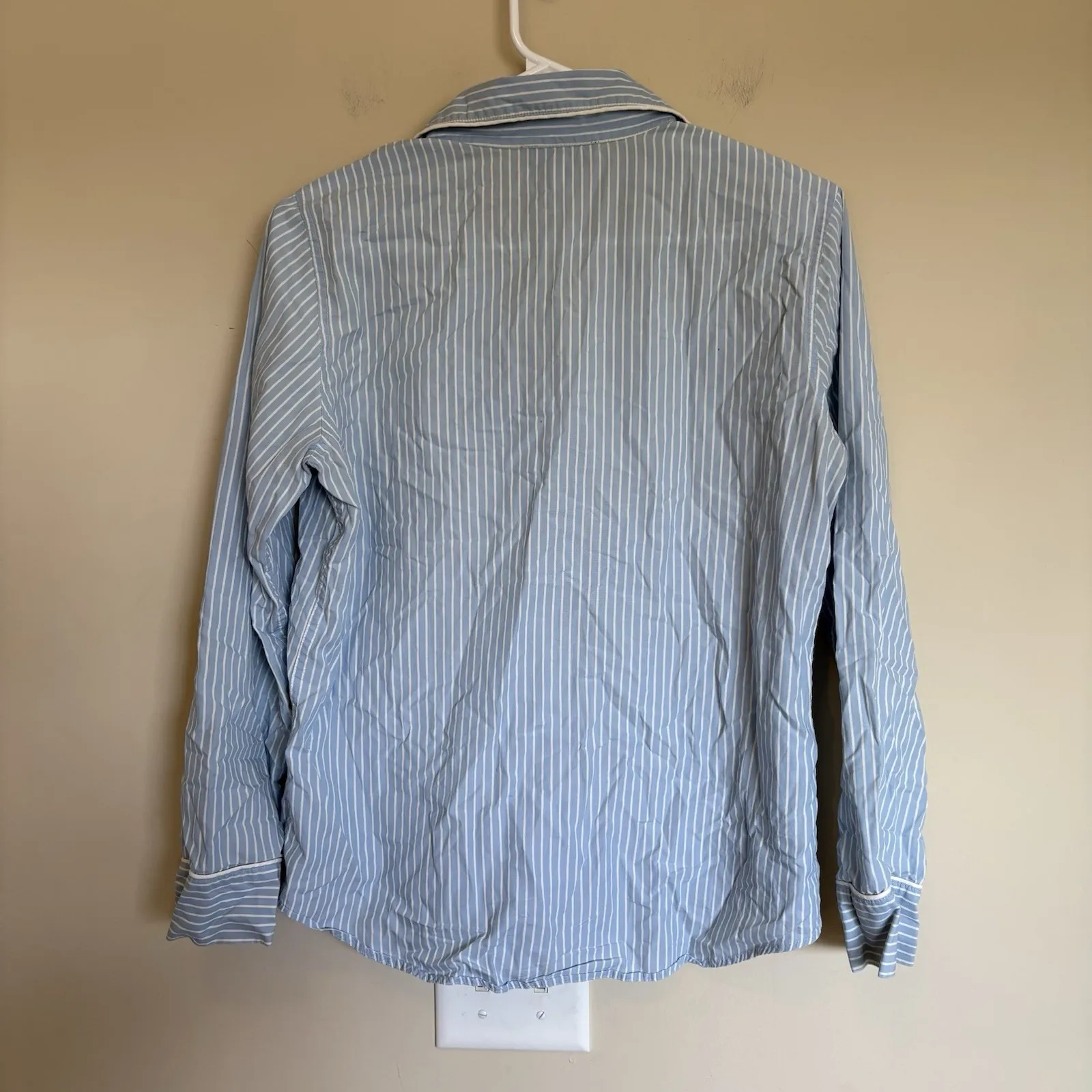 Lauren‎ Ralph Lauren Sz S Button-Front Pajama Shirt Blue Striped Cotton Comfort - Image 5