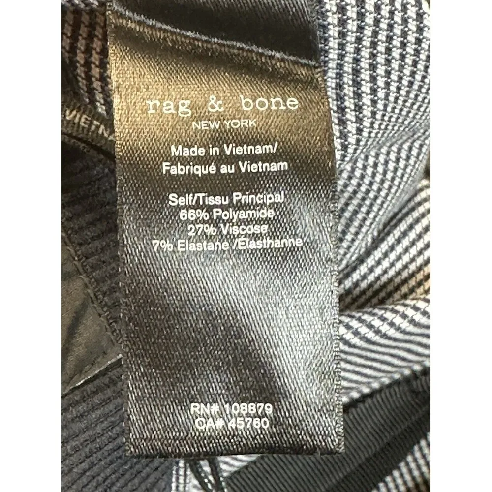 Rag & Bone Simone Pant Italian Herringbone Slim Fit Cropped Black & White Size 0 - Image 7