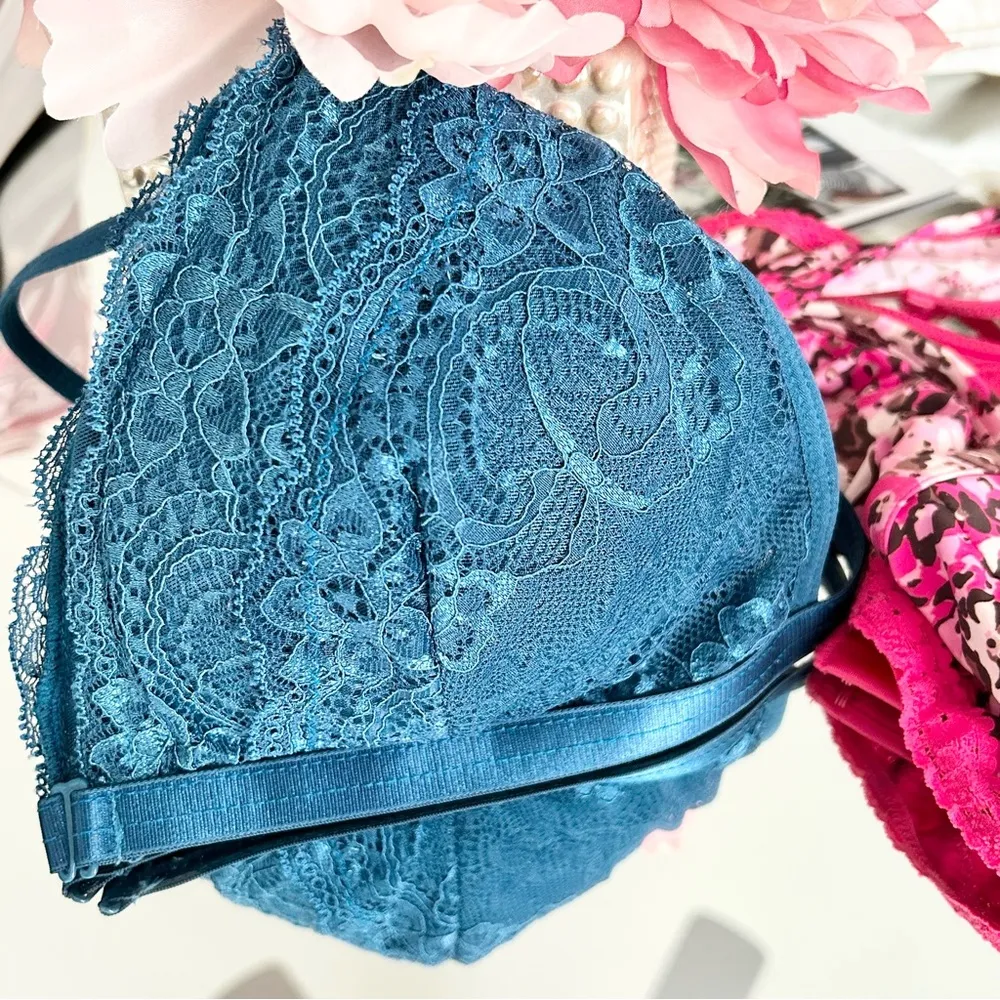 Teal Lace Bra Medium NWOT Blue - Image 7