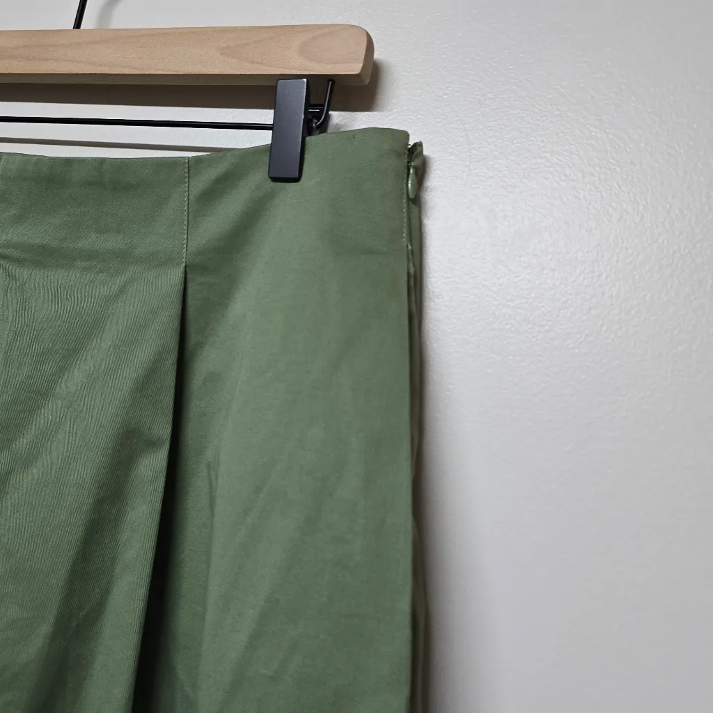 Staud London A Line Chino Knee Length Skirt Side Zipper Pockets‎ sz 10 - Image 3