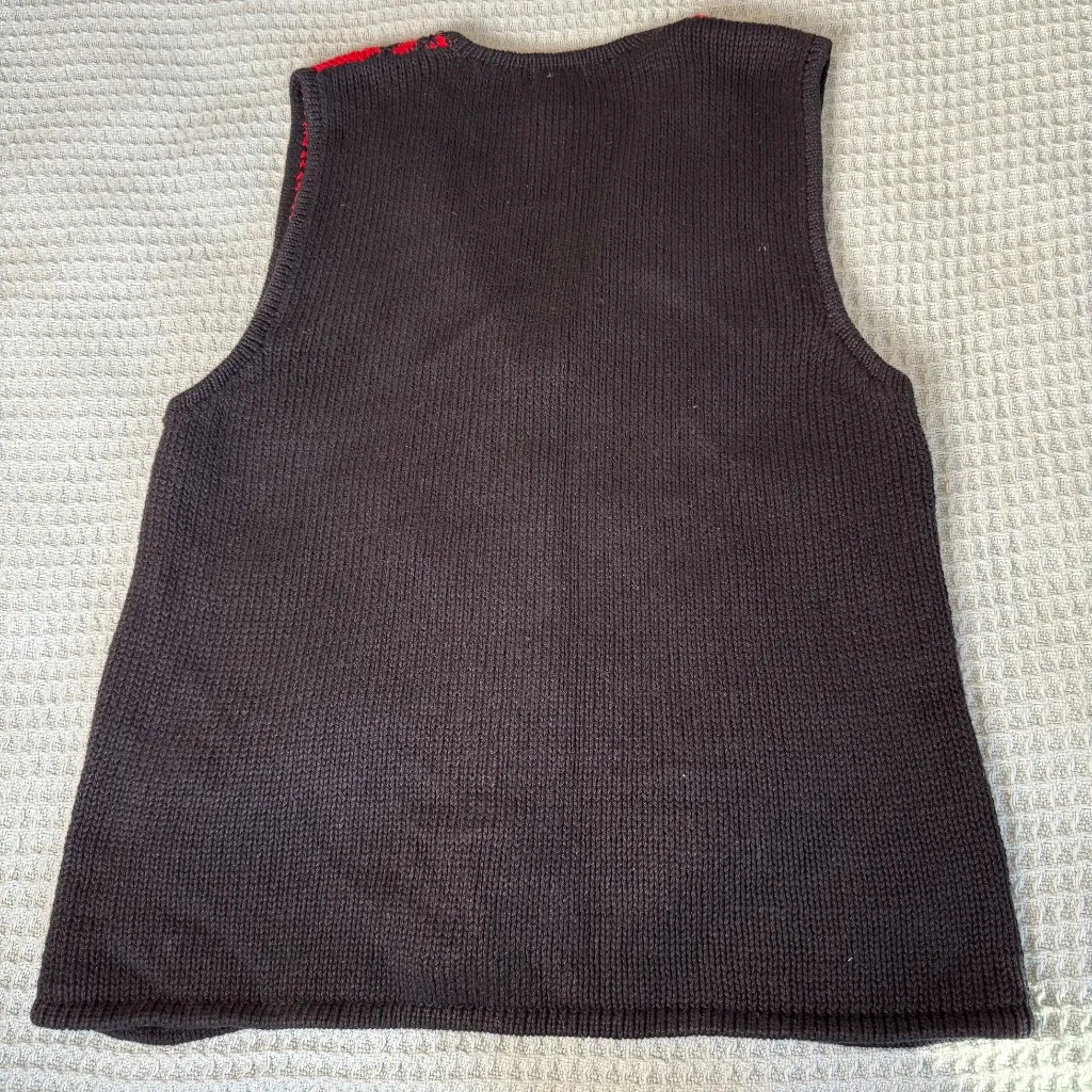 Vintage Ugly Christmas Sweater Vest Womens XL PBJ Sport Red Black Snowman Shirt - Image 3