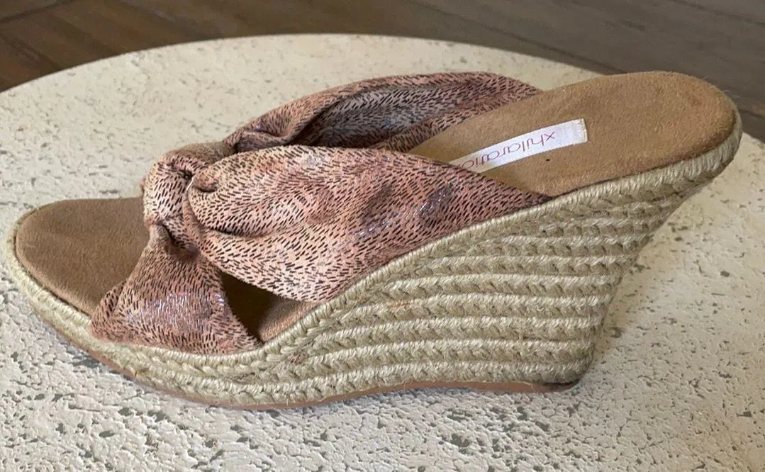 Xhiliration Animal Print Wedge Sandals Tan Cream Size 8.5 - Image 8