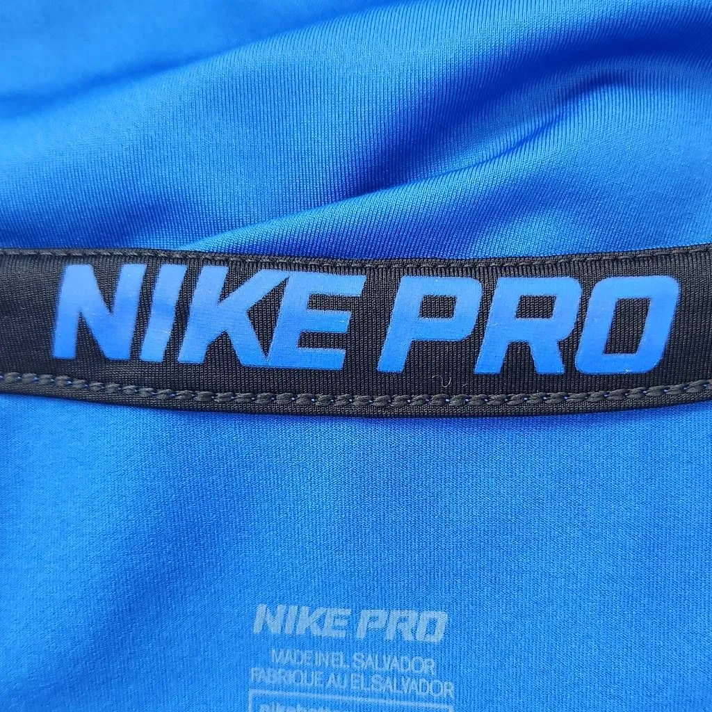 Nike Blue Long Sleeve Athletic Tee Size Large Nike Pro Blue Tee - Image 8