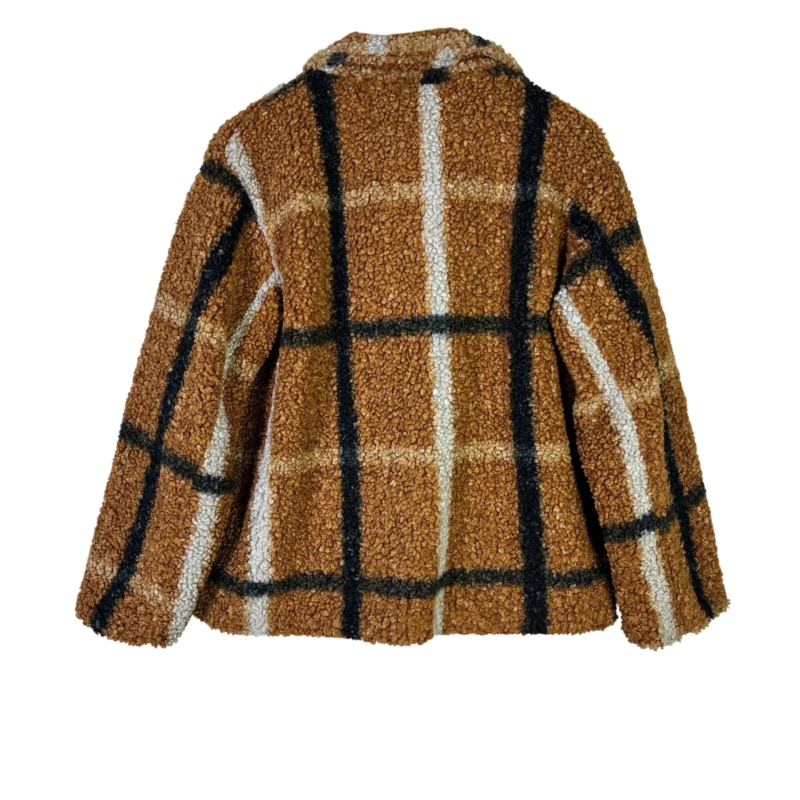 Stoosh Plaid Sherpa Fleece Jacket Womens L Brown Cozy Winter Rustic Country - Image 5