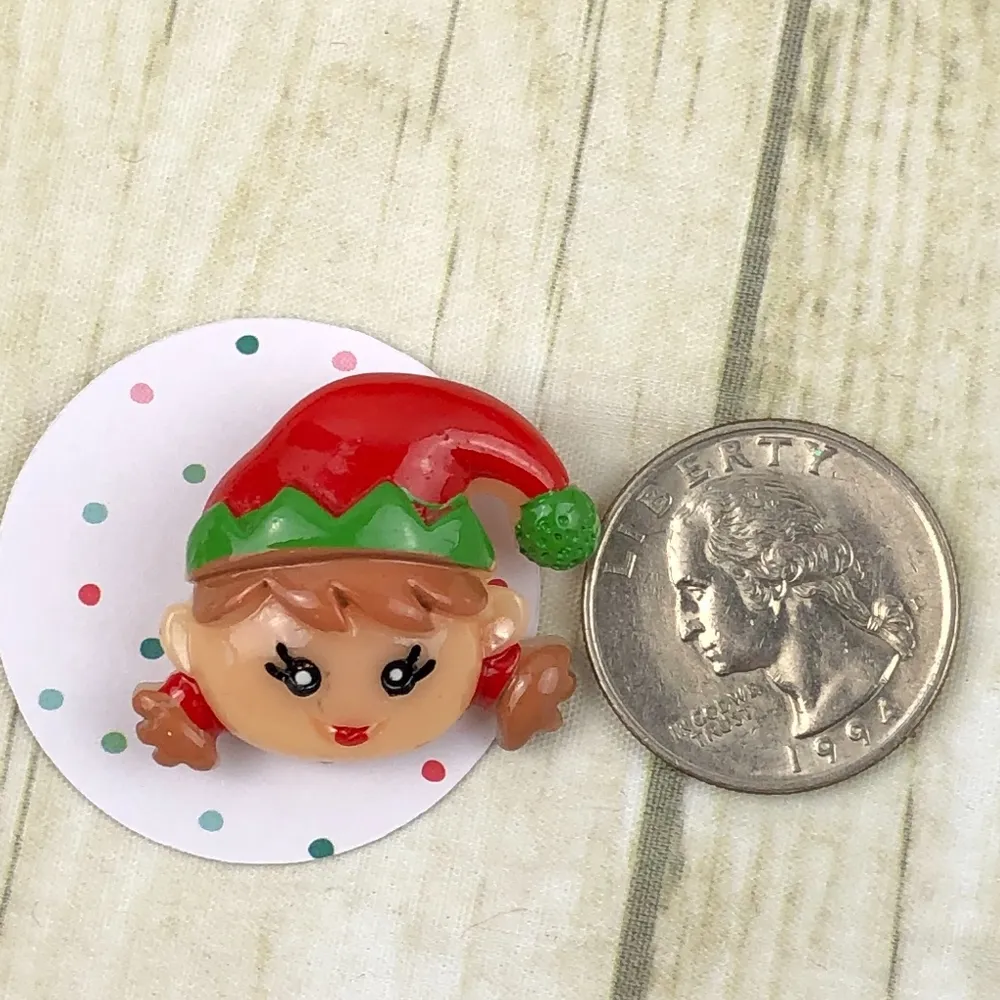 Elf Girl Face Christmas Pin - Image 3