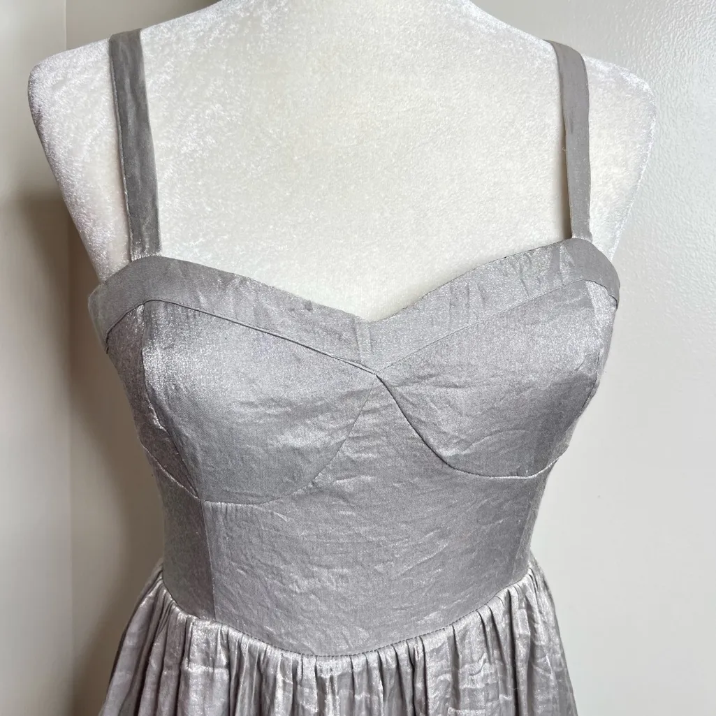 Forever 21 Metallic Silver Dress Size Large Party New Years Hoco Retro - Image 3
