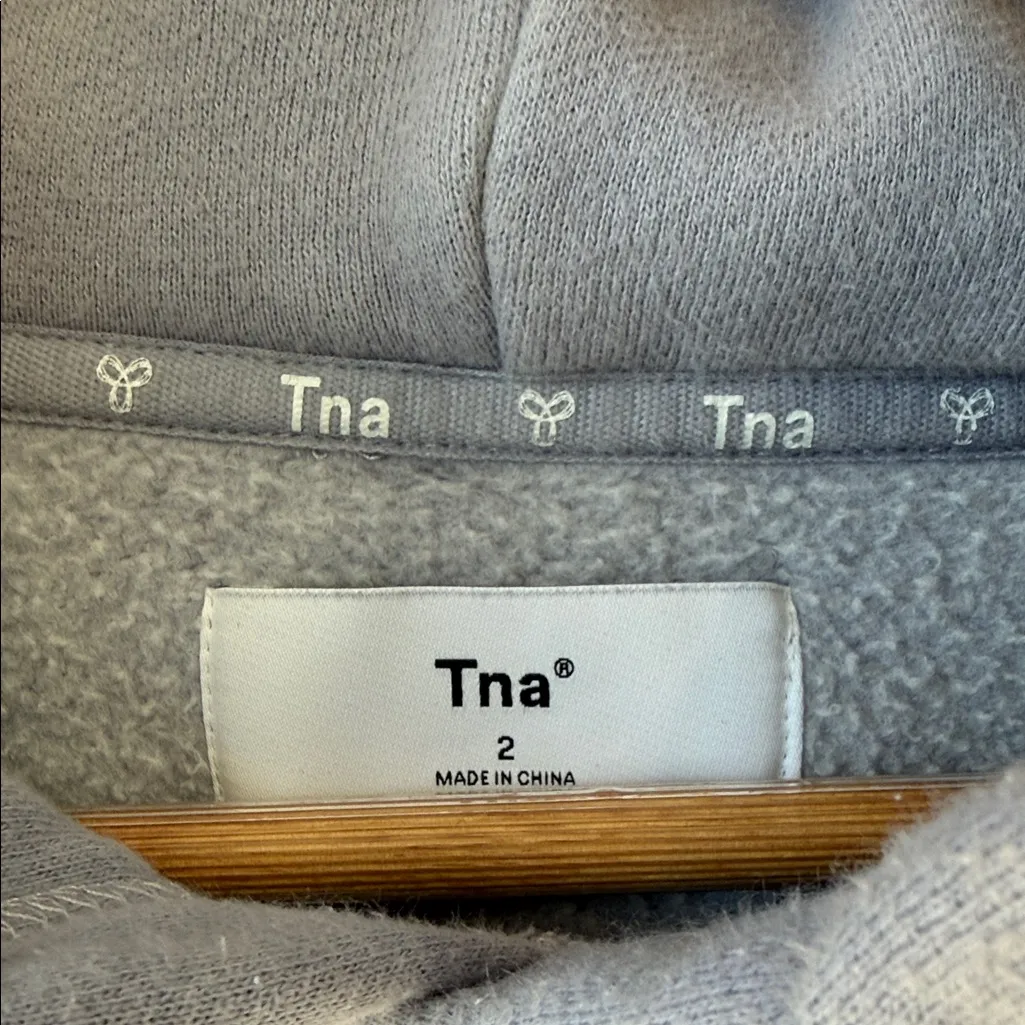 Aritzia TNA Cozy AF Fleece Tie Dye Boyfriend Hoodie Sweatshirt Purple Size M - Image 4